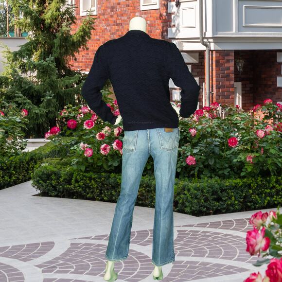 Vintage Emporium Capwell Open Cardigan Blue Knit Acrylic Sweater S - Picture 3 of 5